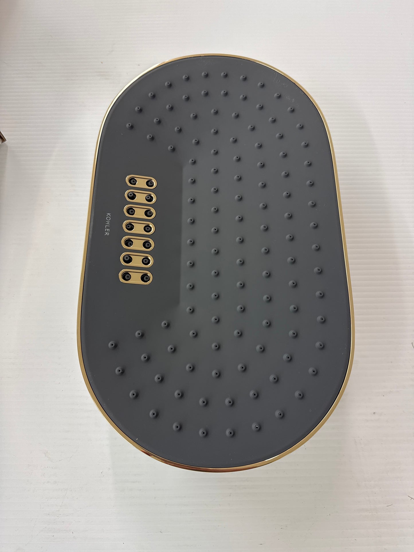 Statement Oblong 2-Spray Patterns 2.5 GPM 14 in. Ceiling Mount Rainhead Fixed Shower Head in Vibrant French Gold