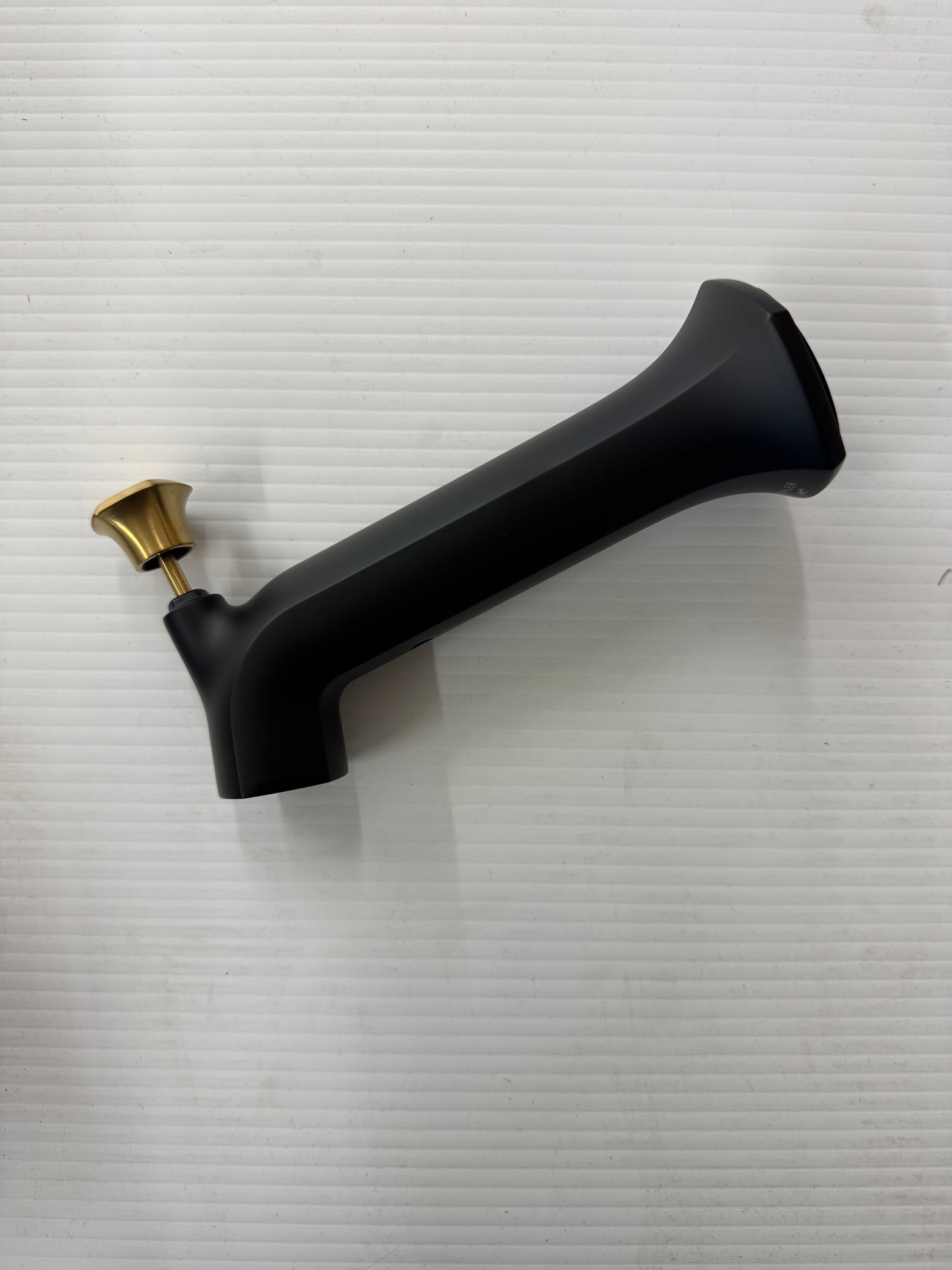 Occasion 8 in. Diverter Bath Spout Wall-Mount with Straight Design in Matte Black Wall-Mount with Moderne Brass