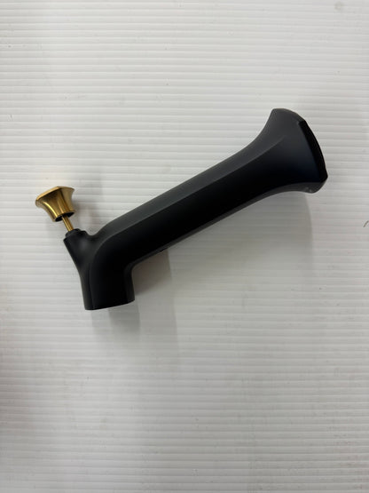 Occasion 8 in. Diverter Bath Spout Wall-Mount with Straight Design in Matte Black Wall-Mount with Moderne Brass