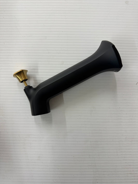 Occasion 8 in. Diverter Bath Spout Wall-Mount with Straight Design in Matte Black Wall-Mount with Moderne Brass