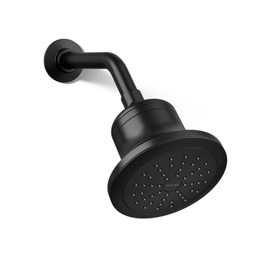 Cinq Round 1-Spray Filtered Showerhead with 1.75 GPM 5.5 in., Wall Mount Fixed in Matte Black