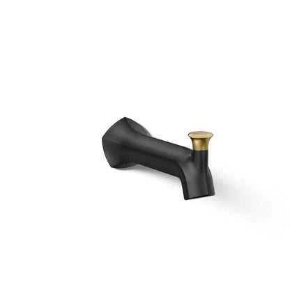 Occasion 8 in. Diverter Bath Spout Wall-Mount with Straight Design in Matte Black Wall-Mount with Moderne Brass