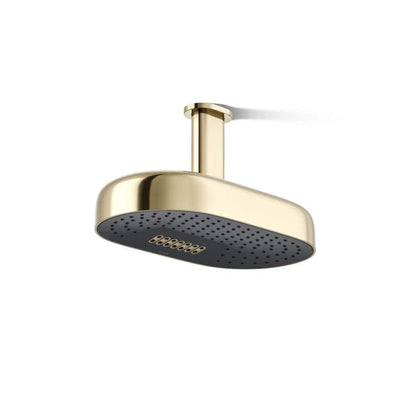 Statement Oblong 2-Spray Patterns 2.5 GPM 14 in. Ceiling Mount Rainhead Fixed Shower Head in Vibrant French Gold