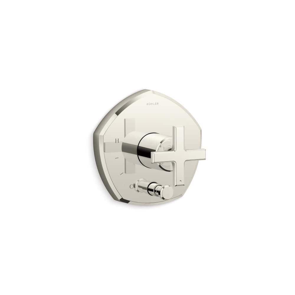 Occasion Cross 1-Handle Tub and Shower Valve Trim in Vibrant Polished Nickel with Pressure-balancing Technology